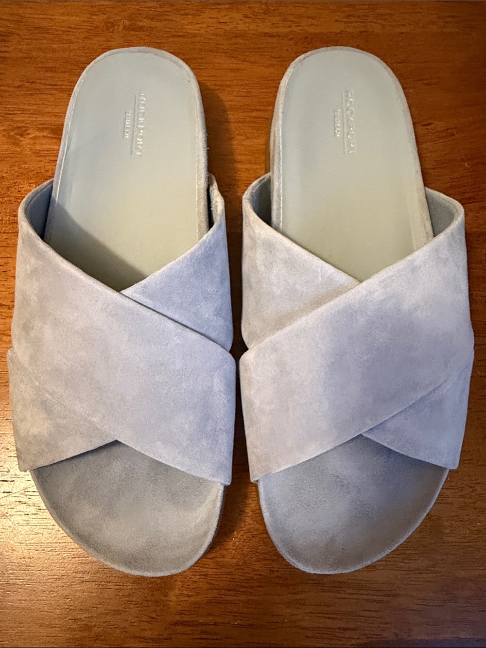 Rockport Women’s Light blue Suede Crossband Slide Sandals